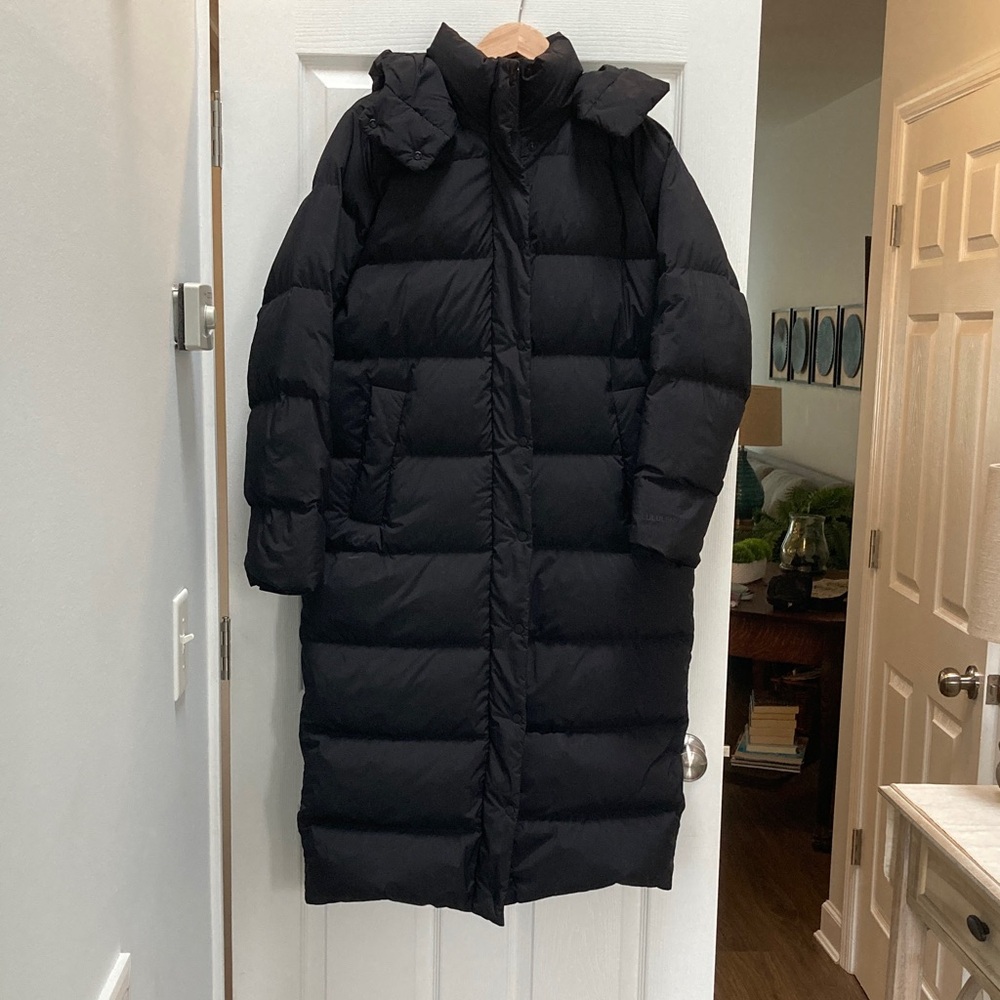 lululemon athletica Long Black Puffer Coat with Hood